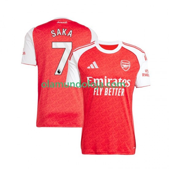 Camisola Arsenal Bukayo Saka 7 Homem Equipamento Primeiro 2025-2026 Manga Curta